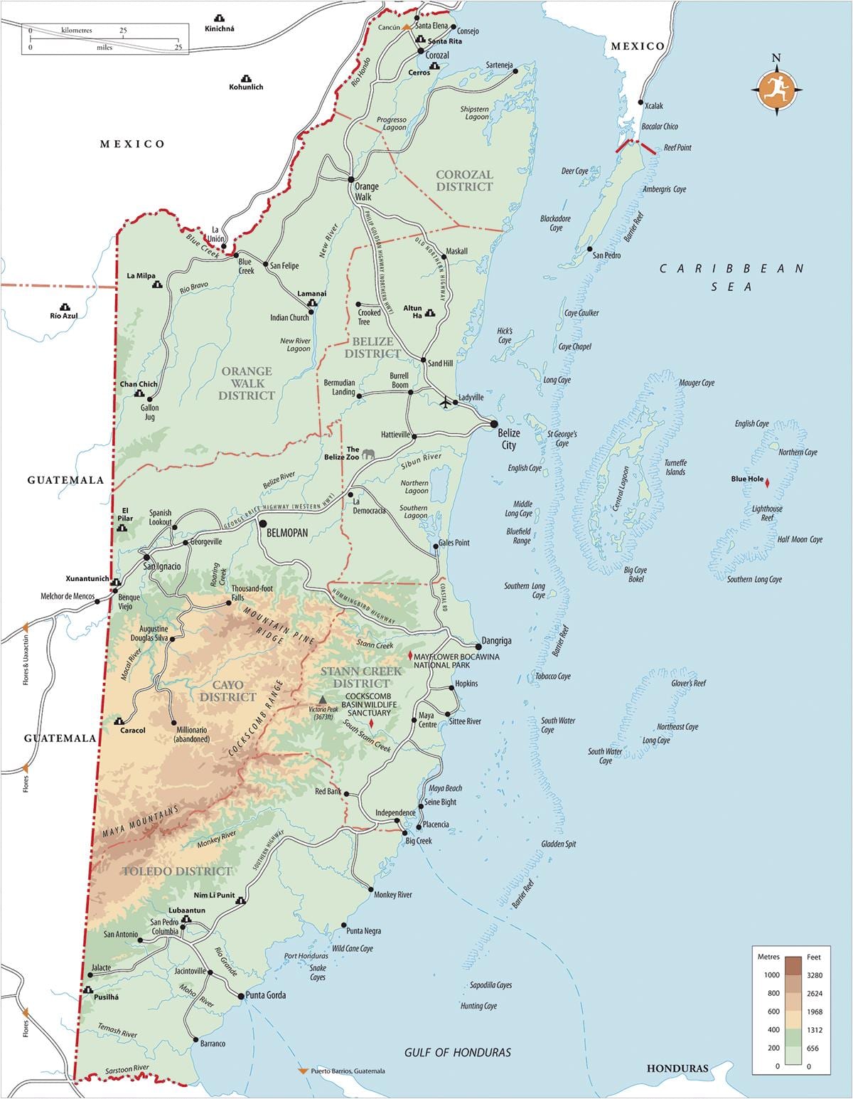 வரைபடம் ofBelize சுற்றுலா, கிராமத்தில் 