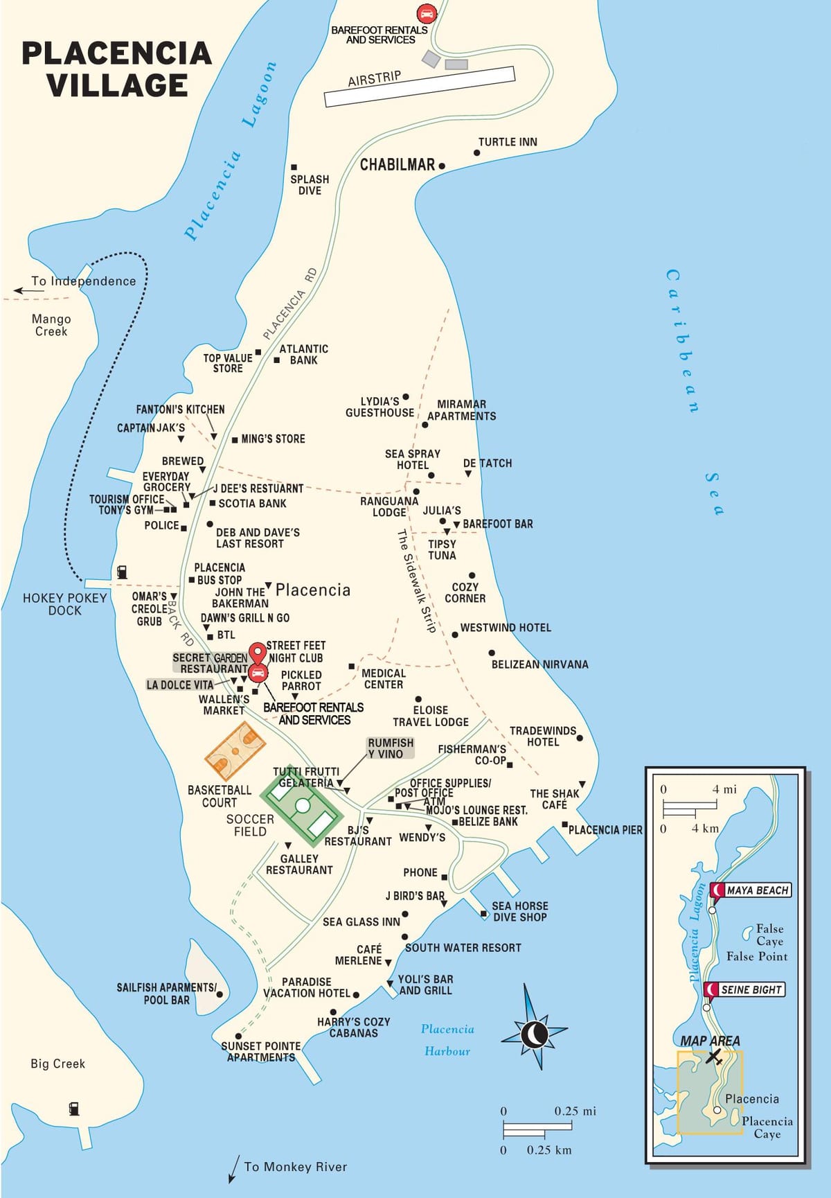 வரைபடம் placencia கிராமத்தில் பெலிஸ்
