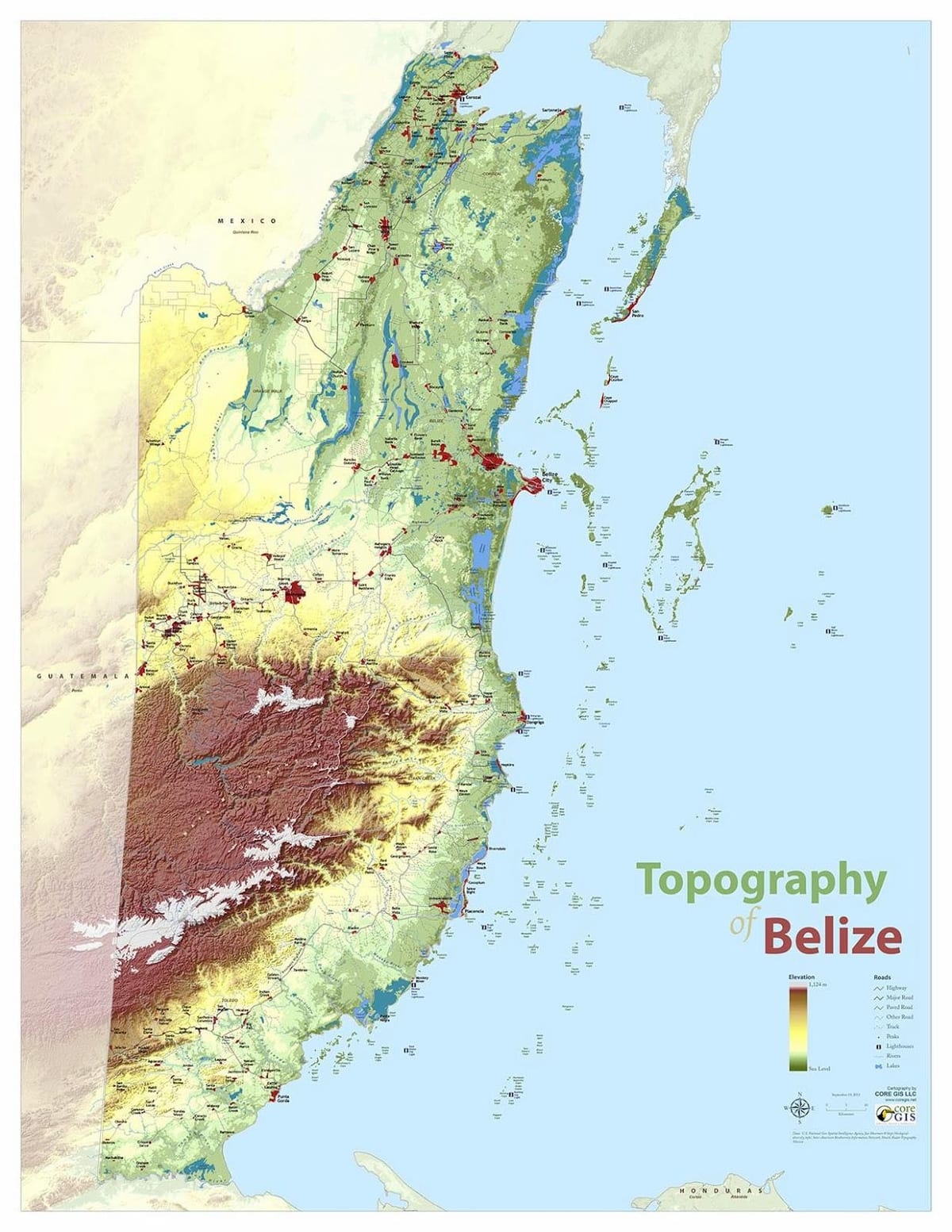 Topographic வரைபடம் பெலிஸ்