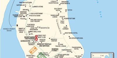 வரைபடம் placencia கிராமத்தில் பெலிஸ்